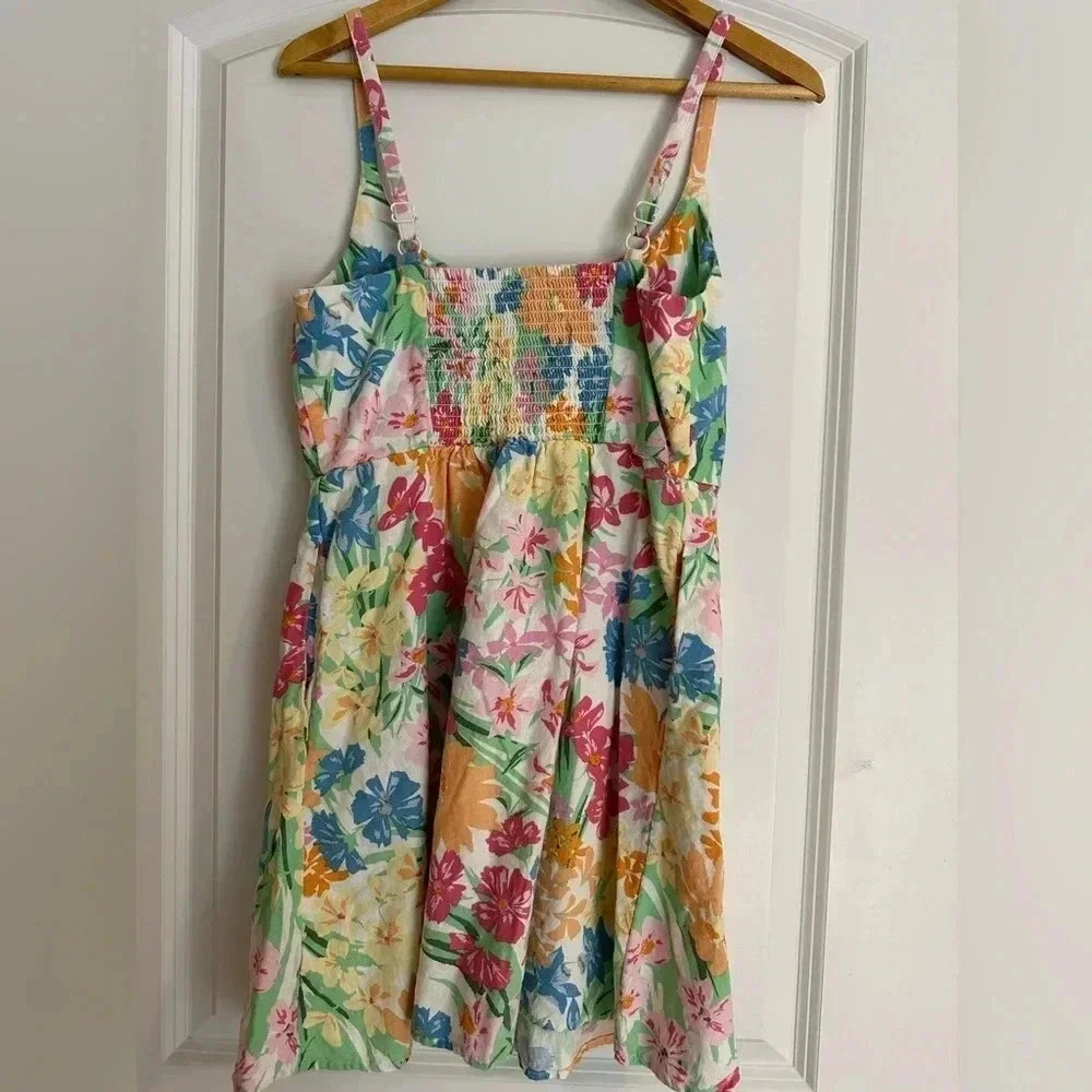 Old Navy Pink/Orange Floral Fit & Flare Cami Mini Dress - Picture 7 of 9
